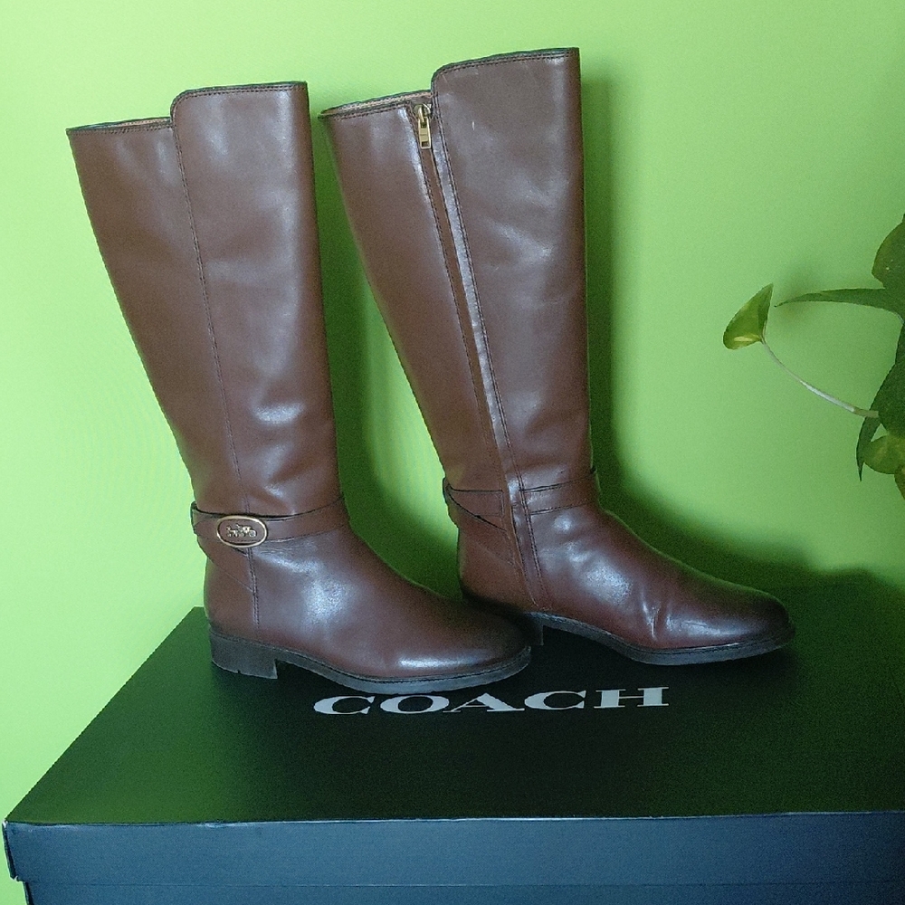 Coach Brown  Leather Knee Boots, Sz. 8B